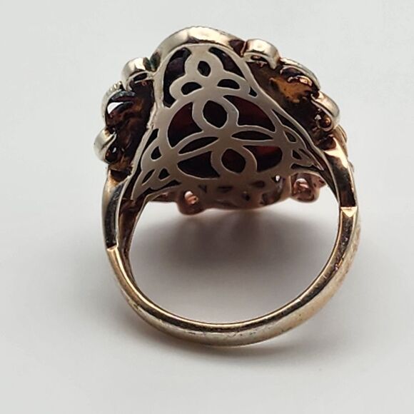 J&T Silver Tone & Red Agate Ring (6) - Picture 6 of 9